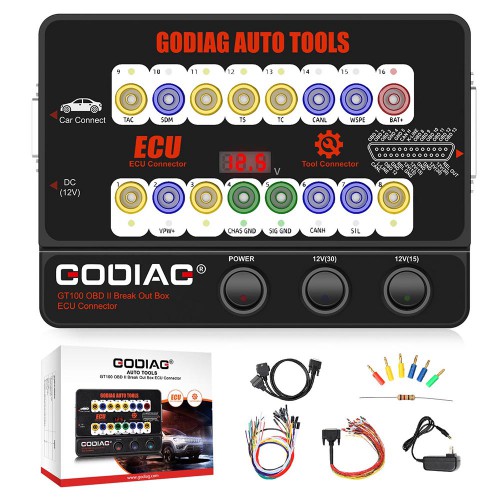 GODIAG GT100 OBDII 16PIN Protocol Detector Breakout  ECU Connector OBDII BreakOut Box Work with Pcmtuner